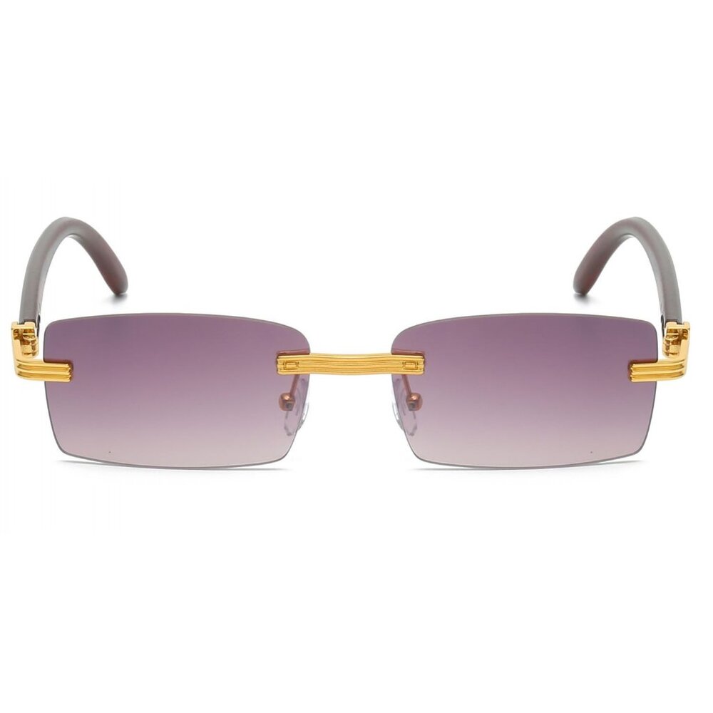 Men Sunglasses Black Lens Rimless Fashion Retro Shades Small Square Frame Lentes